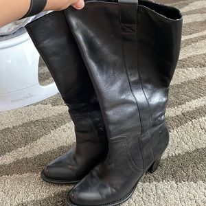 Banana Republic Tall Black Leather Heeled Boots